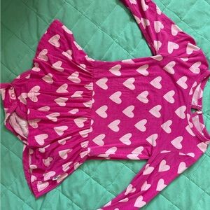 Bums and roses Pink Heart Pattern Long Sleeve bamboo  Dress